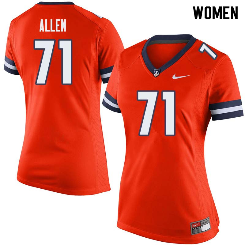 Women #71 Jeff Allen Illinois Fighting Illini College Football Jerseys Sale-Orange